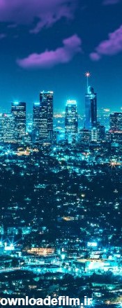 عکس زمینه چراغ های روشن در شب شهر لس آنجلس پس زمینه | والپیپر گرام