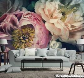 کاغذ دیواری گلدار با گل های درشت و بسیار زیبا