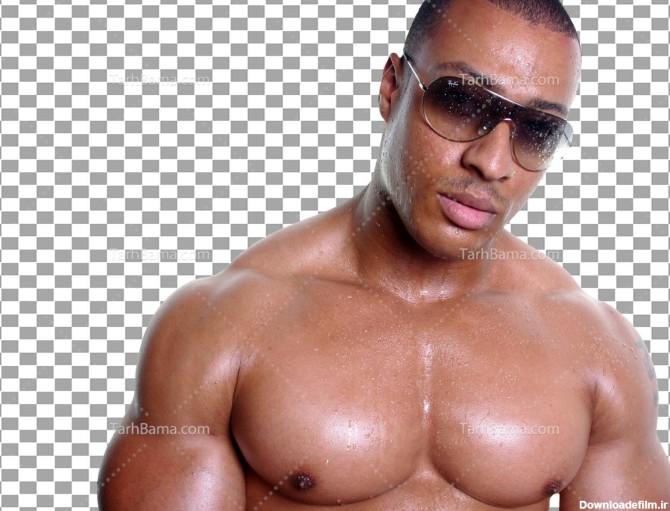 تصویر با کیفیت مرد بدنساز با عینک دودی
