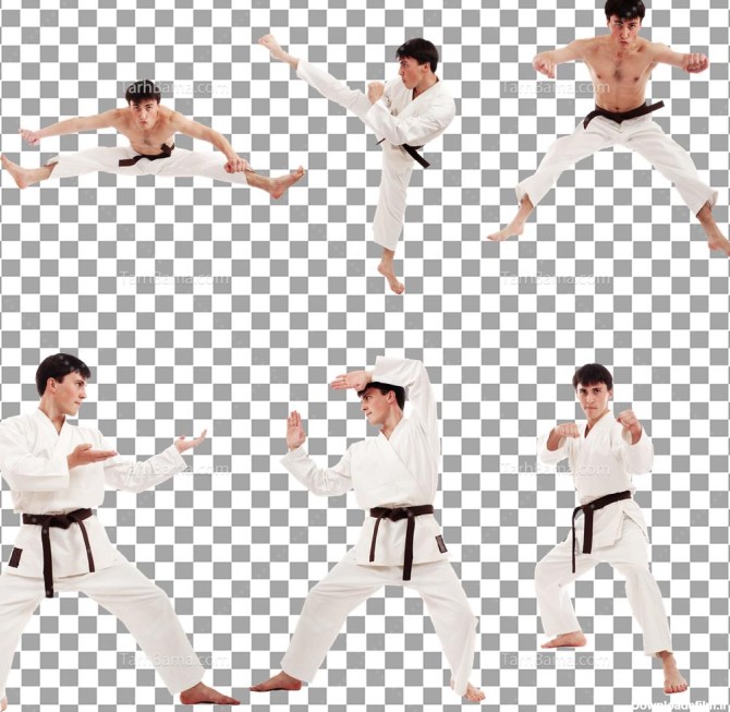 تصویر با کیفیت انواع حرکت کاراته با لباس و بدون لباس