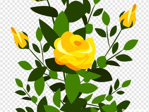 فایل دوربری شده گل رز زرد کارتونی با پسوند png