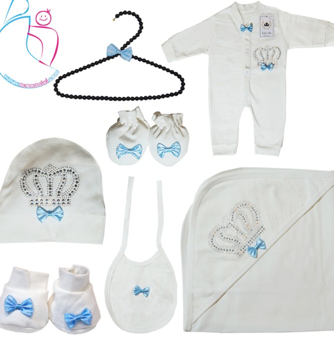 ست لباس نوزادی 7 تکه baby life مدل تاج | مامز نینی