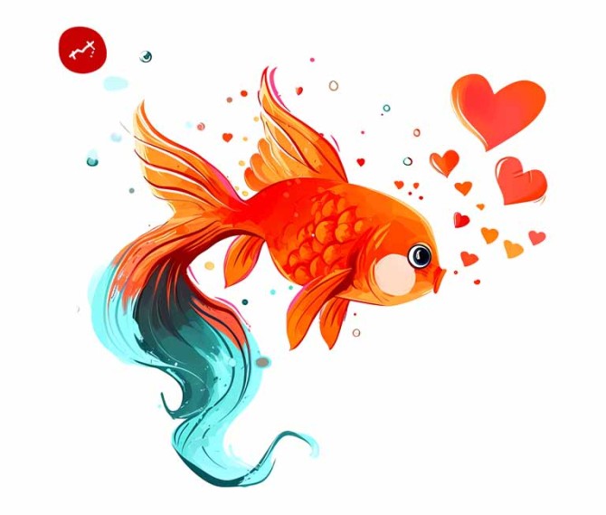 دانلود طرح ماهی قرمز کارتونی | تیک طرح مرجع گرافیک ایران %