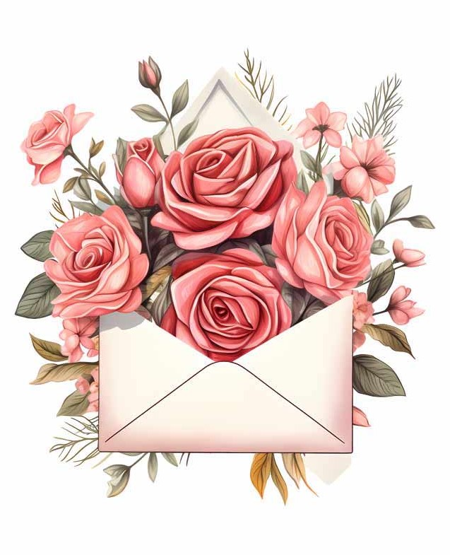 دانلود طرح پاکت نامه پر از گل رز