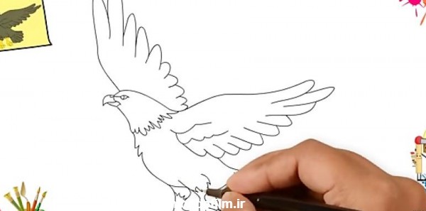 نقاشی عقاب با دست