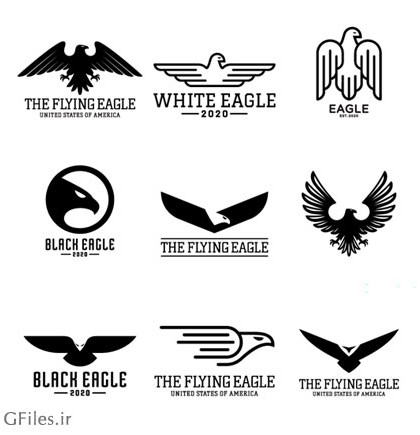 مجموعه لوگو و نمادهای آماده با طرح عقاب (Eagles Logo) بصورت لایه ...
