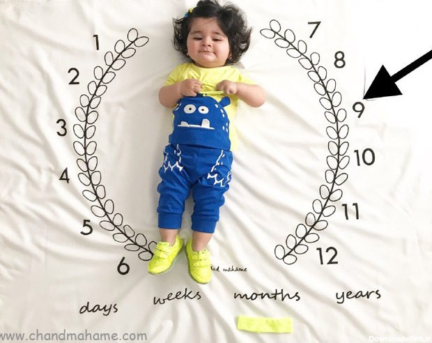 ایده عکس نوزاد 9 ماهه با وسایل مختلف در خانه - مجله چند ماهمه