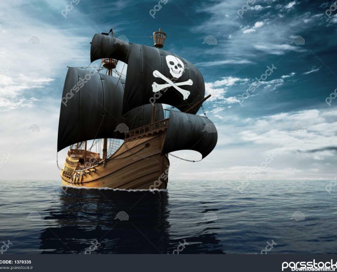 کشتی دزدان دریایی در دریاهای آزاد تصویرسازی سه بعدی 1370335