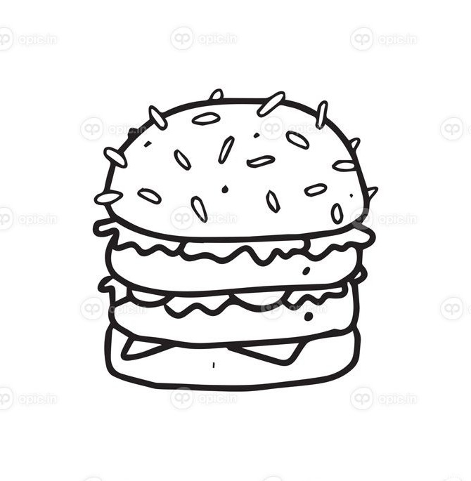 دانلود وکتور یک تصویر کشیده شده با دست از همبرگر یک غذا نشان ...