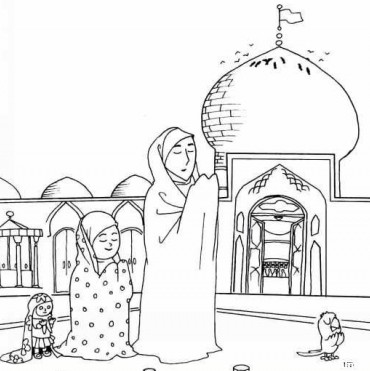 نقاشی کودکانه مسجد و نماز