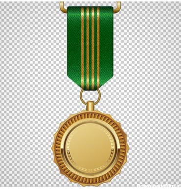 مدال طلا با روبان سبز به صورت فایل ترانسپرنت و فرمت png