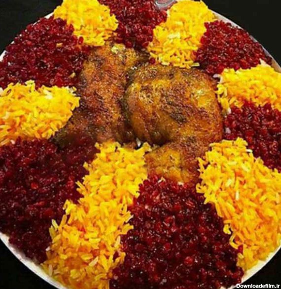 تزیین زرشک پلو با مرغ مجلسی رستورانی و خوشمزه شیک