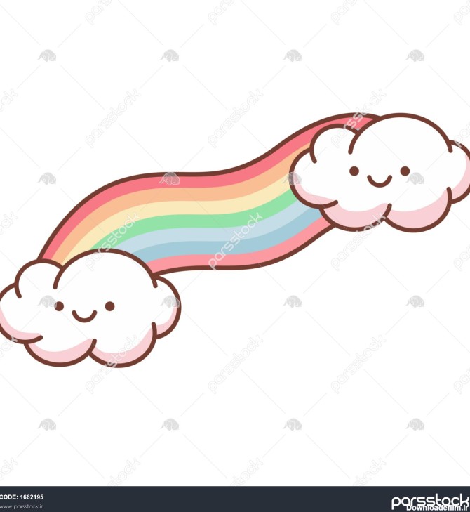 ابر کارتونی زیبا با رنگین کمان تصویر برداری جدا شده در فضای ...