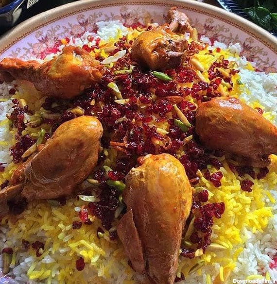 تزیین زرشک پلو با مرغ مجلسی رستورانی و خوشمزه شیک