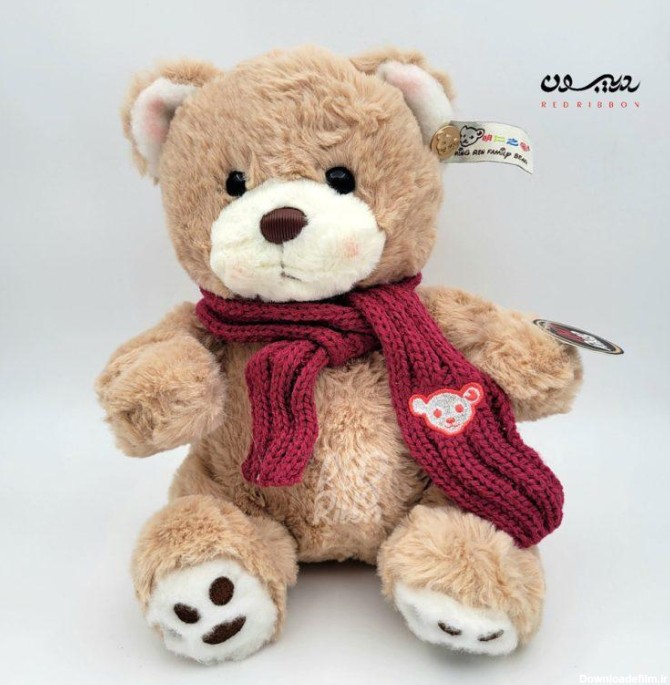 عروسک خرس تدی شالدار - رد ریبون کیش