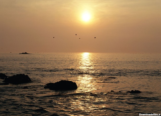 عکس غروب آفتاب دریا - مسترگراف