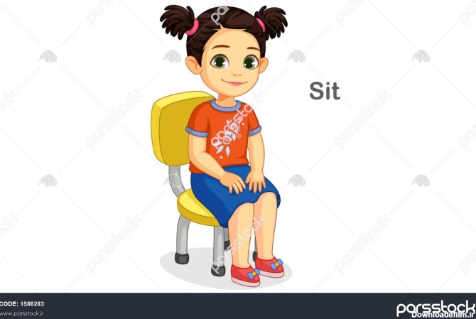 تصویر دختر ناز نشسته روی صندلی 1586283