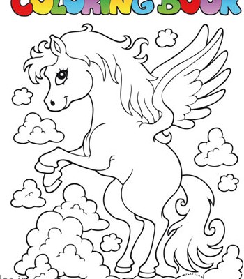 دانلود بکگراند کارتونی اسب بالدار مناسب برای کتاب های رنگ آمیزی کودک