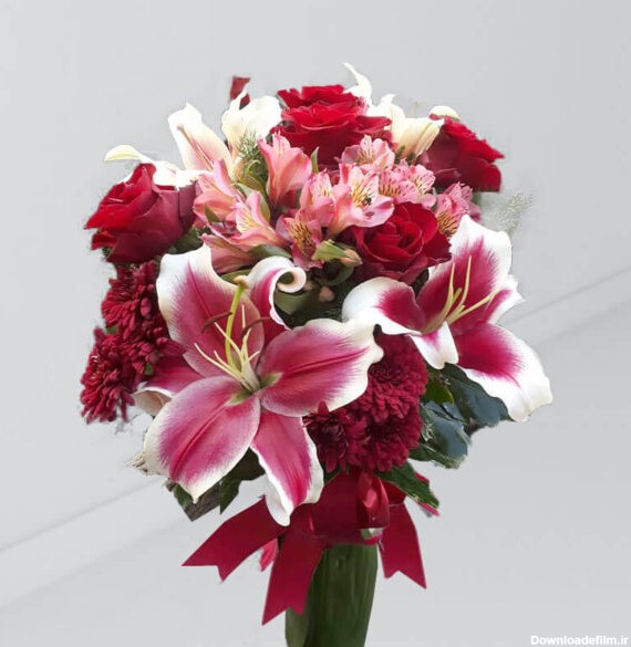 سفارش آنلاین دسته گل رز و لیلیوم از گلفروشی اینترنتی