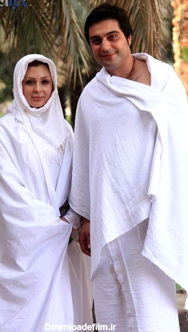 عکسی از نیوشا ضیغمی و همسرش در لباس احرام