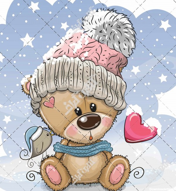 دانلود وکتور خرس مهربان در هوای برفی