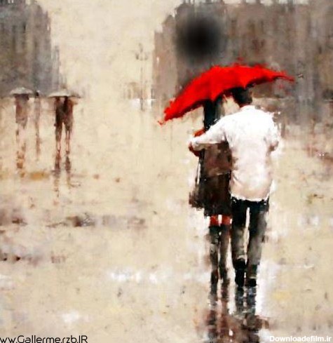 عکس دختر و پسر زیر بارون