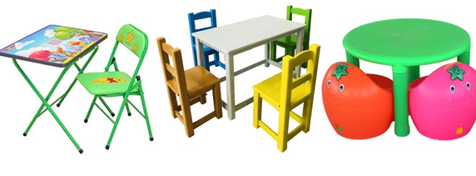 انواع میز و صندلی کودک از نظر جنس