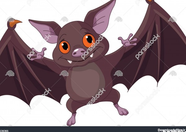 وکتور خفاش هالووین کارتونی ناز در حال پرواز 1539365