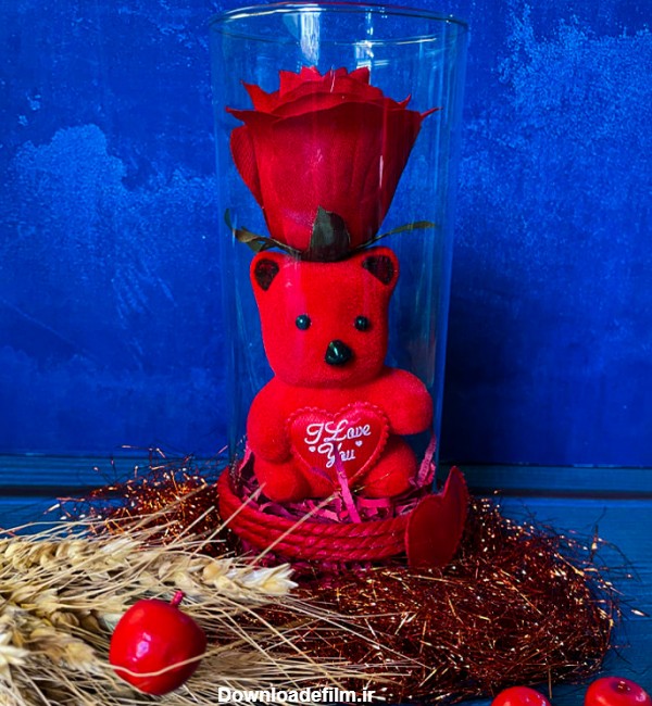 خرید خرس شیشه ای قرمز و صورتی برای ولنتاین - هورشید لند