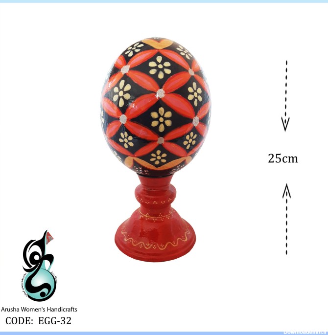 تخم شتر مرغ تزئینی طرح گل پنج پر – فروشگاه صنایع دستی بانوان آروشا