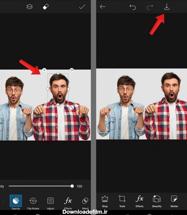 آموزش جابجایی چهره و صورت افراد در عکس با برنامه پیکس آرت