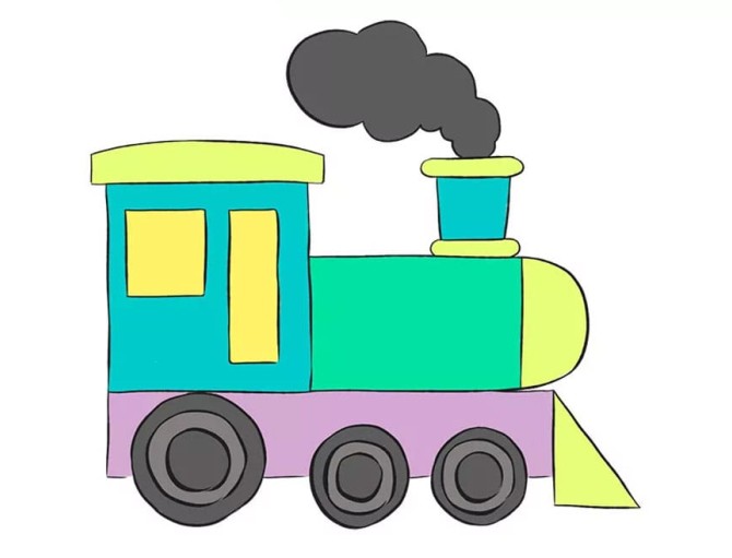 نقاشی قطار کودکانه با آموزش تصویری