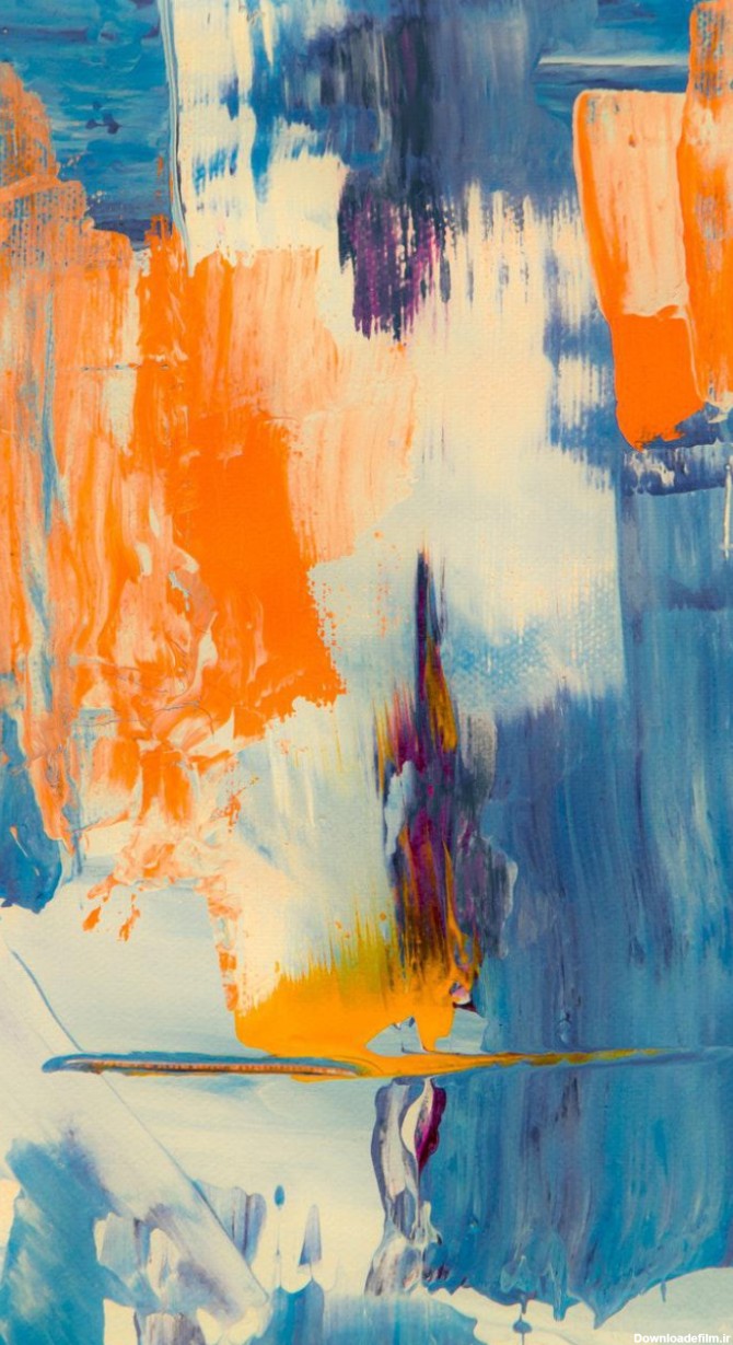 عکس زمینه نقاشی انتزاعی آبی ، سفید و نارنجی پس زمینه | والپیپر گرام