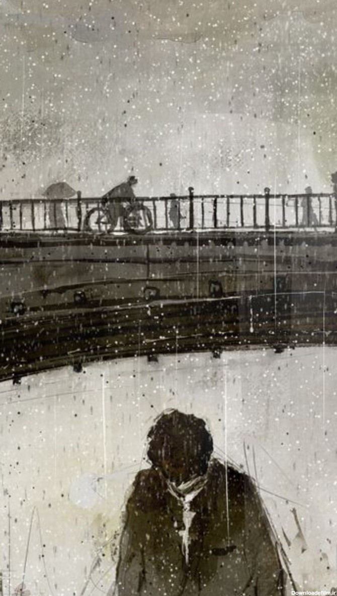 عکس نقاشی طراحی پسرانه غمگین باران | تاوعکس