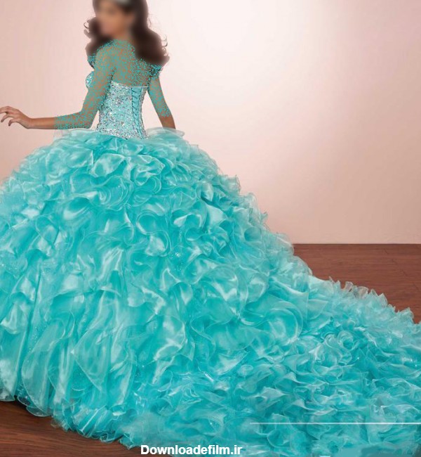 مدل لباس عروس فیروزه ای جدید با طراحی شیک و منحصر بفرد
