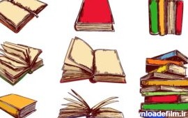 7 وکتور نقاشی کتاب باز و بسته کتابهای روی هم طرح اسکچ قدیمی » پیکاسور