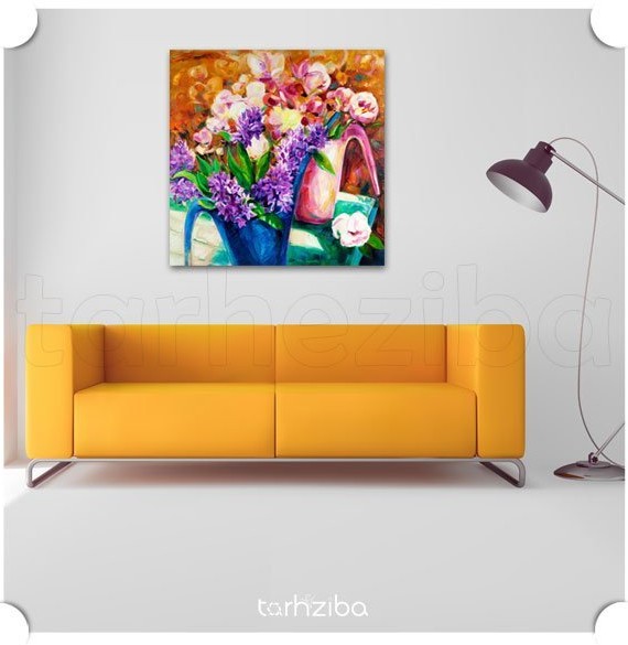تابلو عکس گل های نقاشی شده با رنگ بندی متنوع - خرید تابلو شاسی