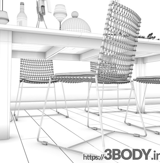 مدل سه بعدی   میز و صندلی  اتاق ناهار خوری عکس 3