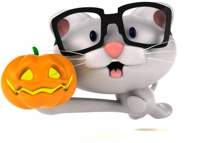 دانلود عکس کارتونی گربه و هالووین