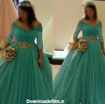 مدل لباس عروس فیروزه ای جدید با طراحی شیک و منحصر بفرد