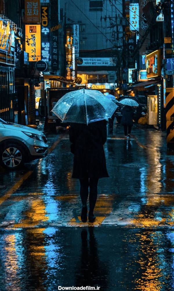عکس شب بارانی در خیابان