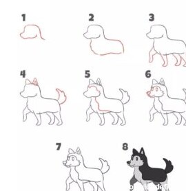 آموزش نقاشی سگ هاسکی ساده و مرحله به مرحله - نقاشیار