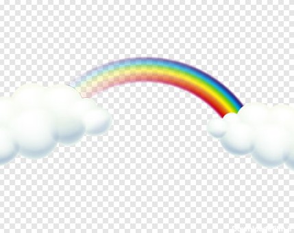 فایل Png با طرح گرافیکی و کارتونی رنگین کمان و ابر