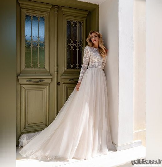 مدل لباس عروس آستین دار جدید 2023; با طراحی جدید اروپایی - گلین بانو