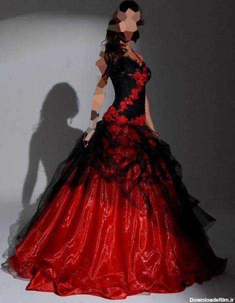 مدل لباس مجلسی قرمز مشکی