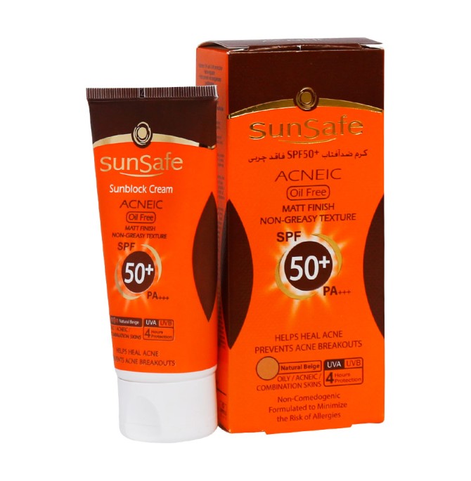 ضد آفتاب SPF50 فاقد چربی سان سیف مناسب پوستهای چرب و آکنه ای ...