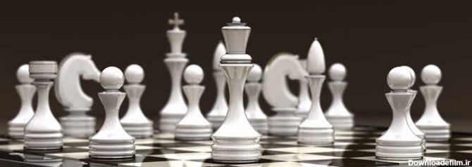 تصویر با کیفیت مهره های سفید شطرنج