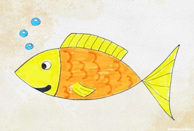 نقاشی ماهی کودکانه با آموزش ویدئویی