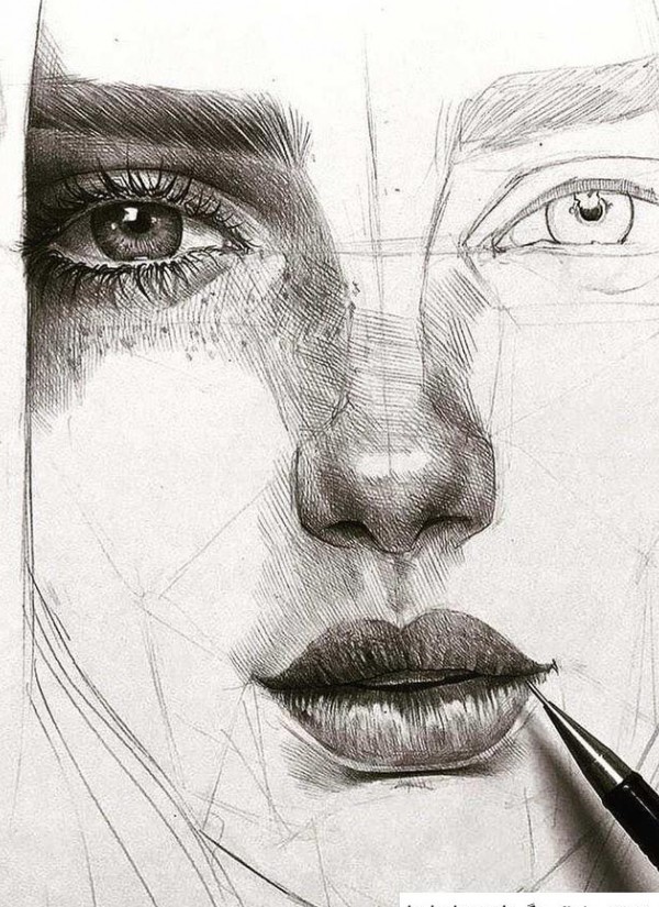 عکس نقاشی چهره با مداد