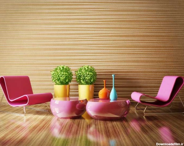 عکس زیبا از دکوراسیون خانه با میز و مبل بنفش